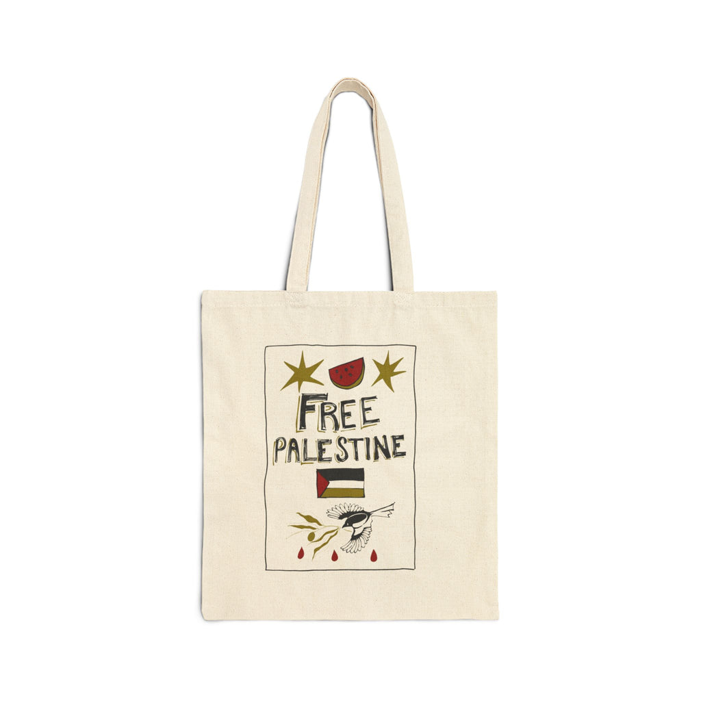 Free Palestine Cotton Tote Bag – Political Protest Canvas Shopper