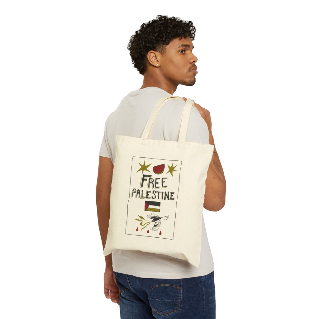 Free Palestine Cotton Tote Bag – Political Protest Canvas Shopper